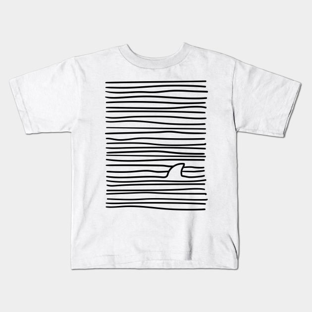 Minimal Line Drawing Simple Unique Shark Fin Gift Women Men Boys Girls Kids T-Shirt by teeleoshirts